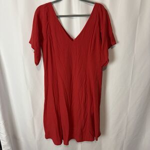 Siizu New‎ York Women’s Double V-Neck Red Midi Dress Large Sustainable Eco